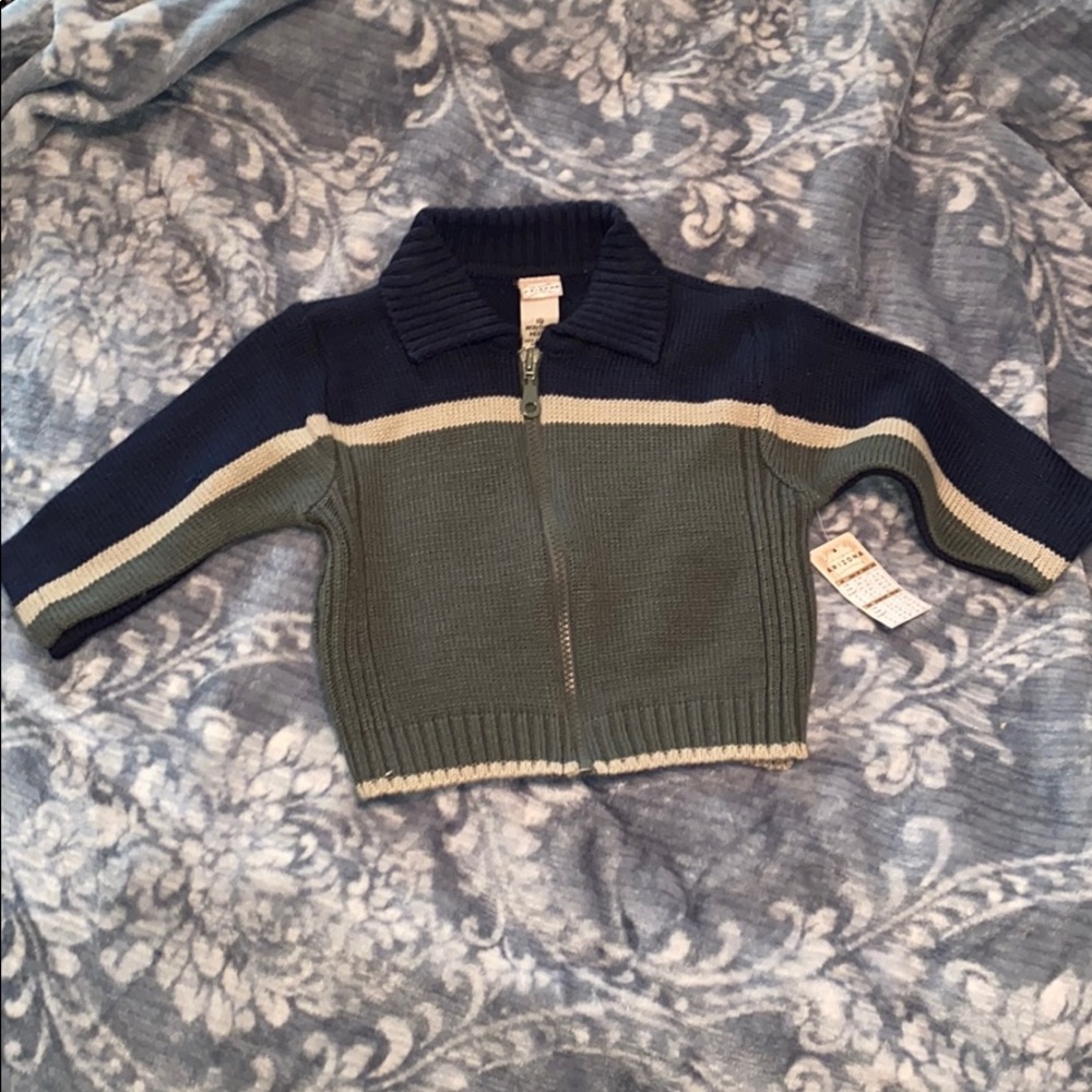 Arizona Navy olive khaki full zip acrylic sweater